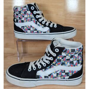 Vans Sk8-Hi Women’s 6 Black White Checkerboard Butterfly High Top Sneakers